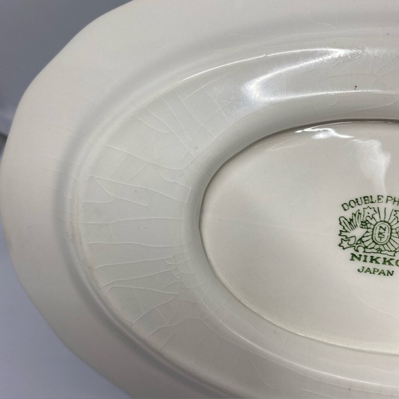 Double Phoenix Attached GRAVY BOAT Blue Onion Ming‎ Tree Nikko Ironstone Japan - Picture 3 of 4